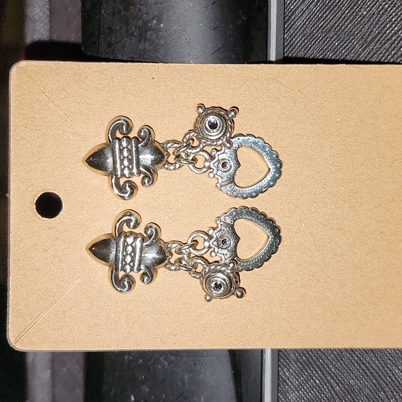 Brighton Heart Crown Fluer De Lis Post Earrings - Picture 4 of 7